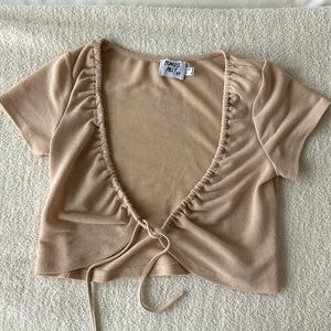Princess Polly Front Tie Top - Beige - Size 4